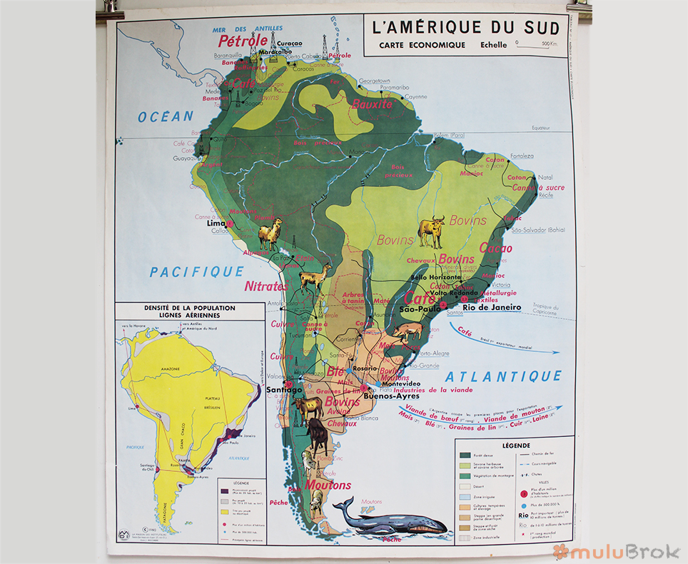 Affiche carte Amérique du Sud et Afrique