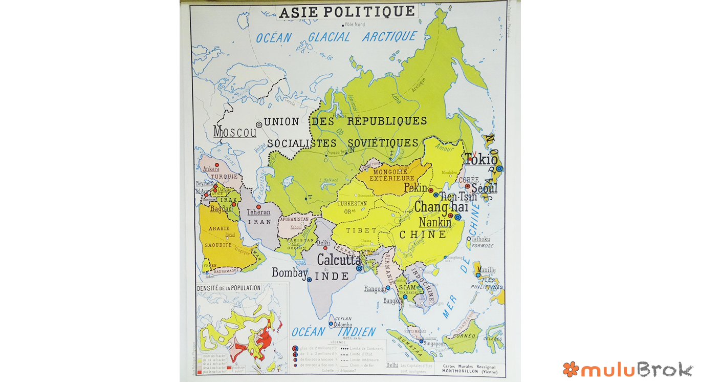 Affiche carte Asie
