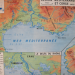 Affiche carte région méditerranéenne Corse et  Massif Central
