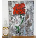 Tableau signé Pierre Piget La rose rouge