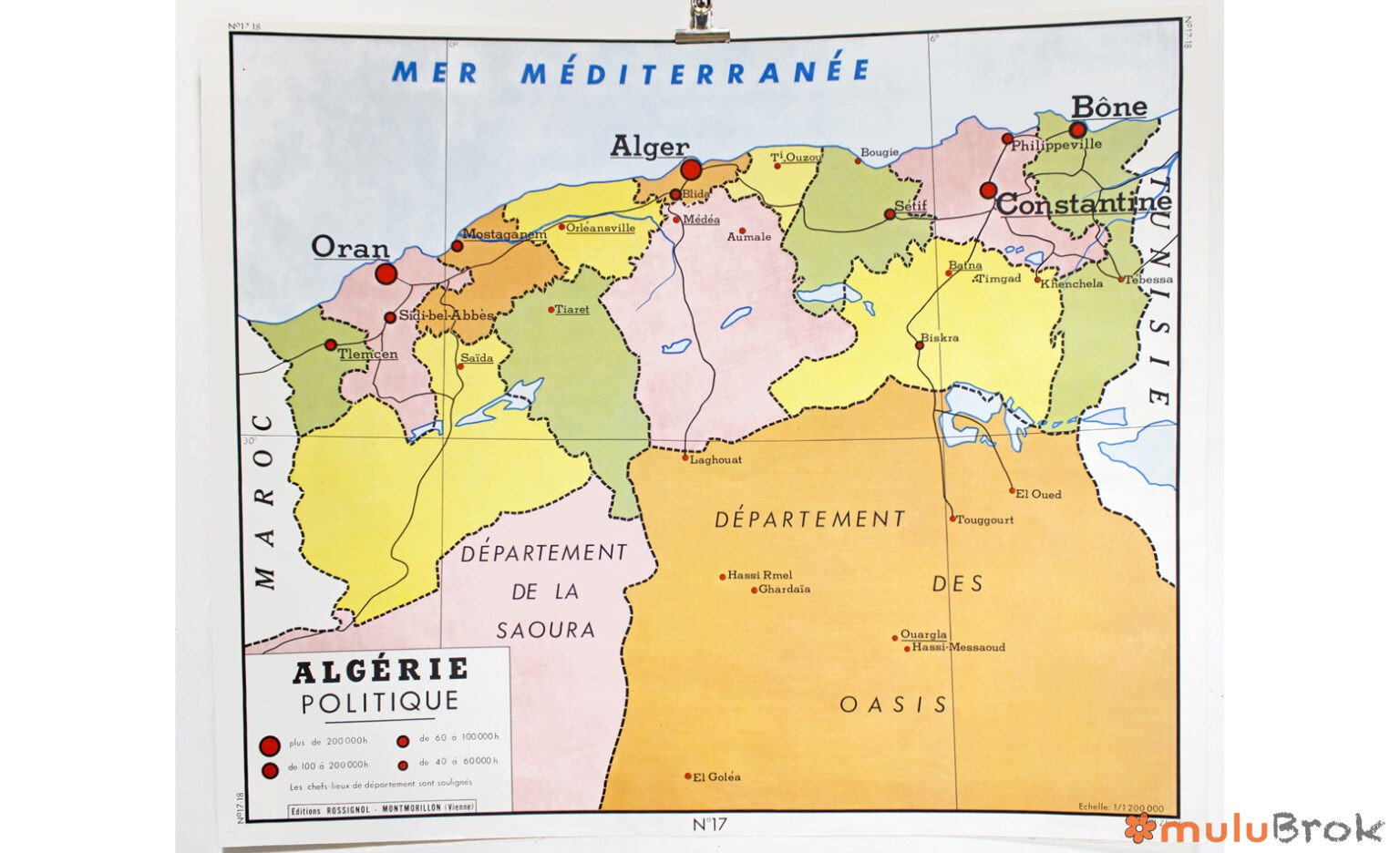 Affiche carte Algérie et Tunisie