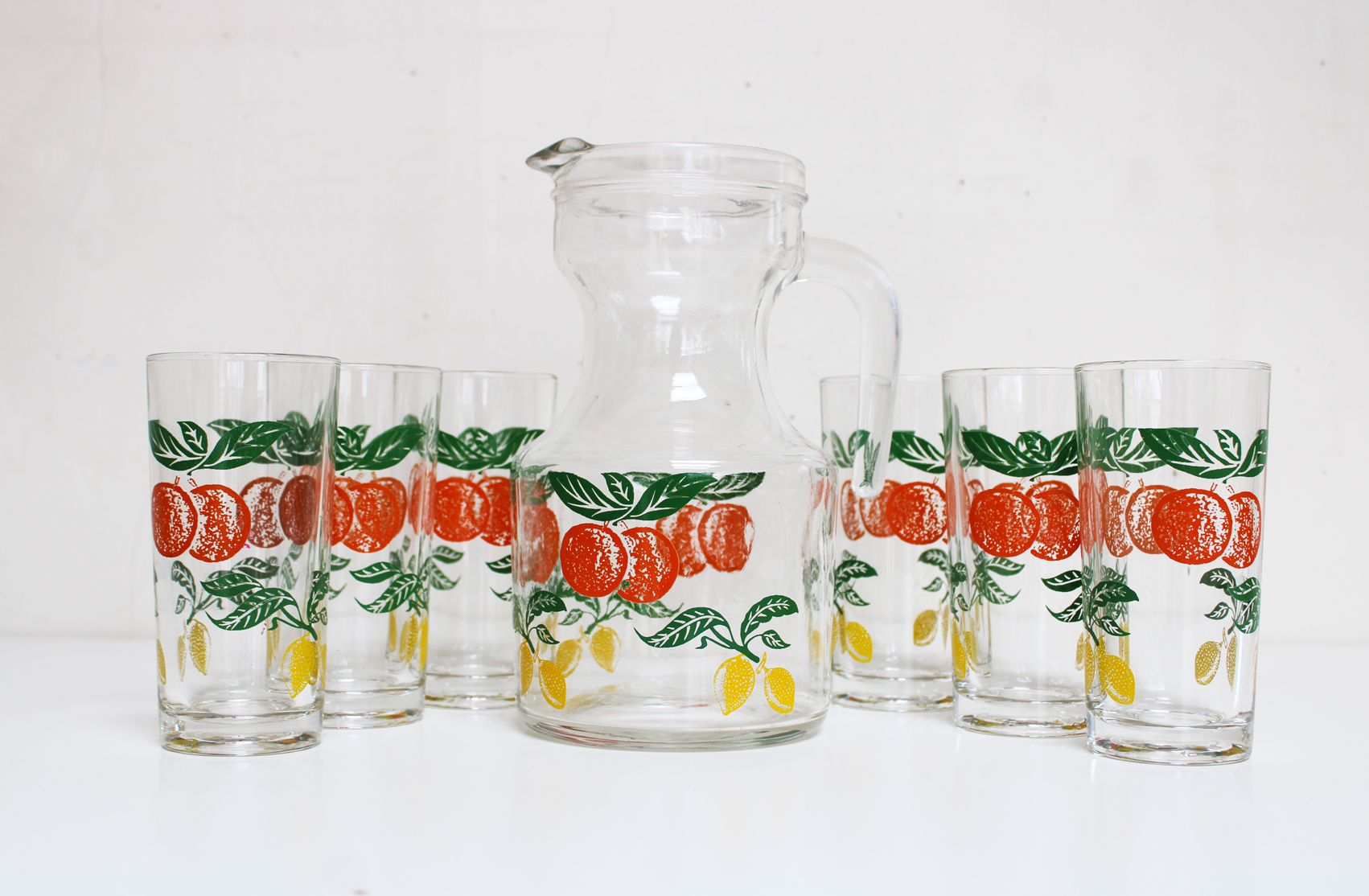 Service pichet et verres orange citron