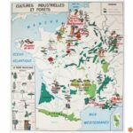 Affiche Carte Cultures Industrielles et Forêts – La Garonne et ses affluents