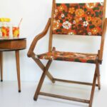 Fauteuil pliant bois et tissu fleuri