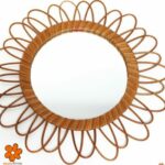 Miroir fleur en rotin