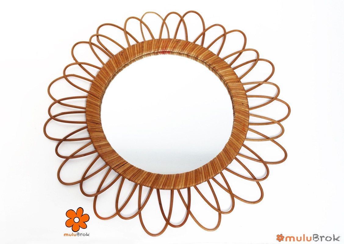 Miroir fleur en rotin