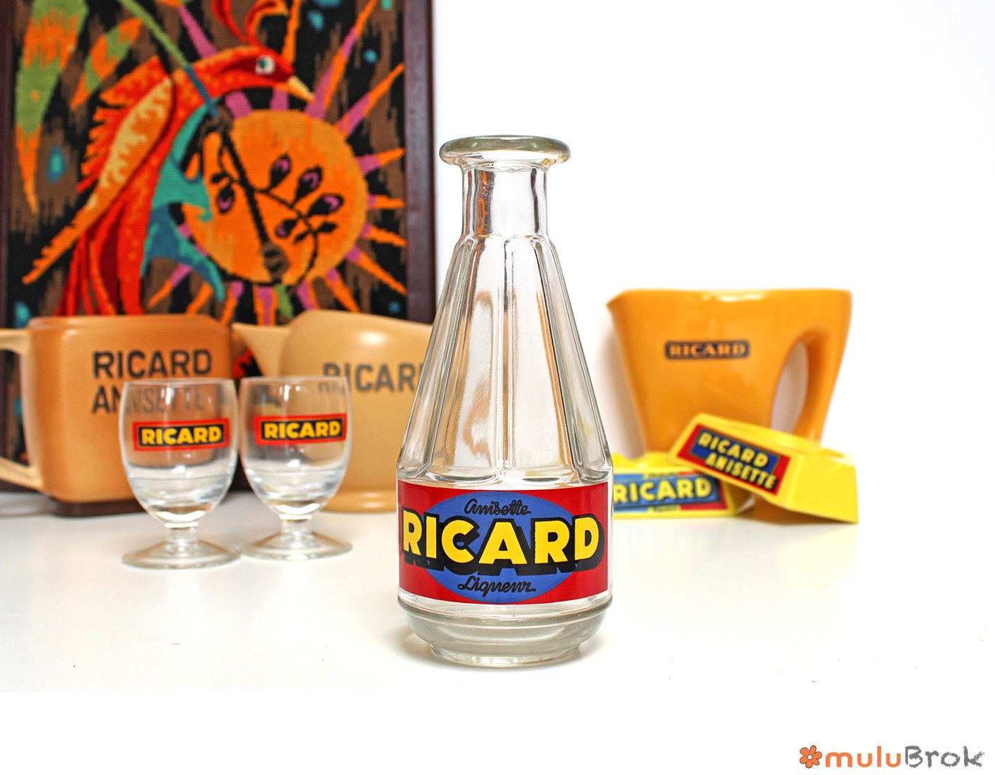 ANCIEN TABLEAU PUBLICITÉ RICARD APÉRITIF ANISE CARAFE PAS VERRE