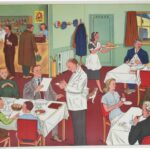 Affiche Au restaurant / La circulation