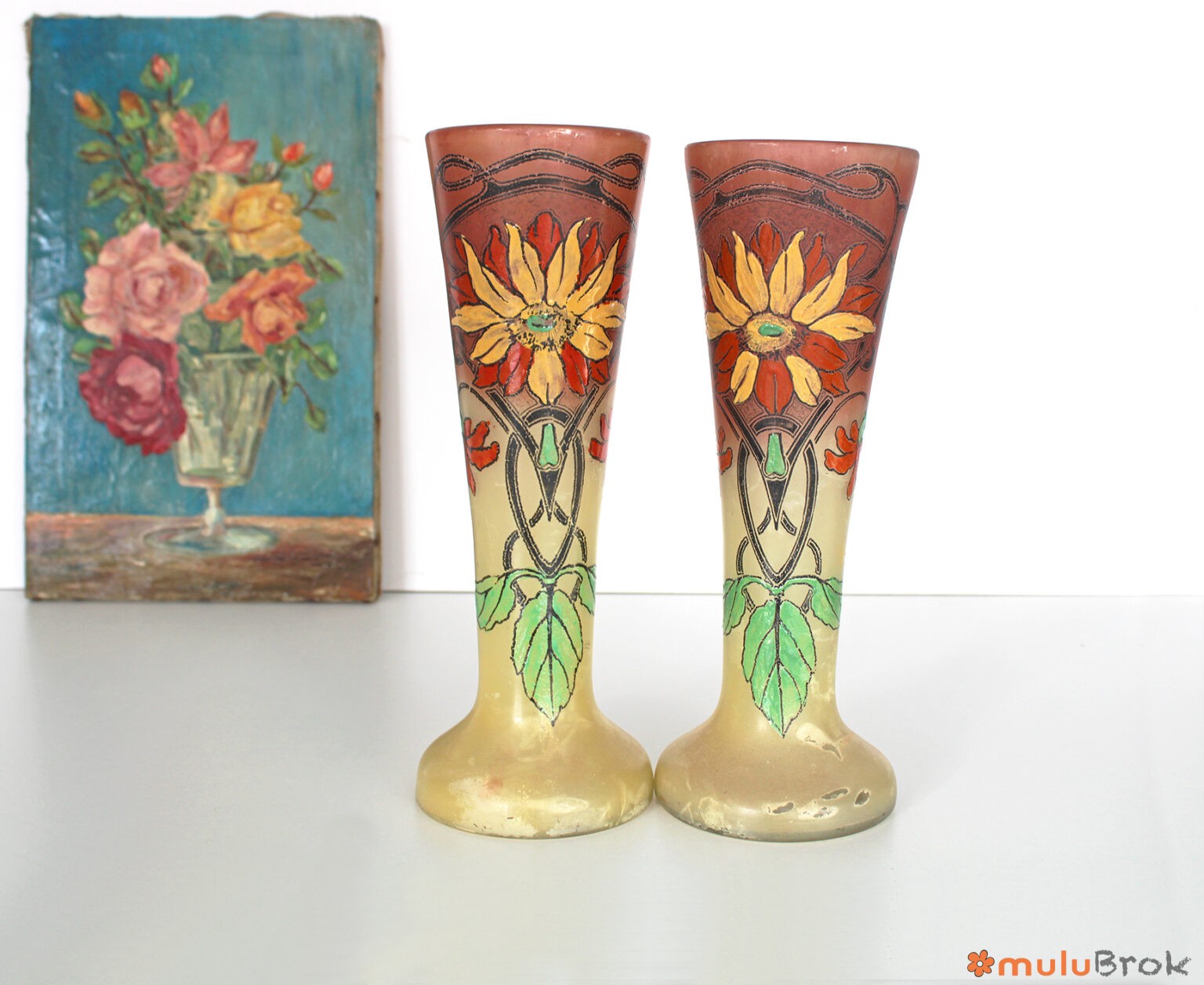 Paire de vases Legras Printemps