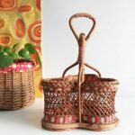 Porte bouteilles rotin et scoubidou