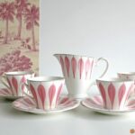 Tasses et pichet à lait Digoin rose