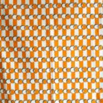 Rideau tissu orange et blanc