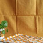 Rideau tissu jaune moutarde