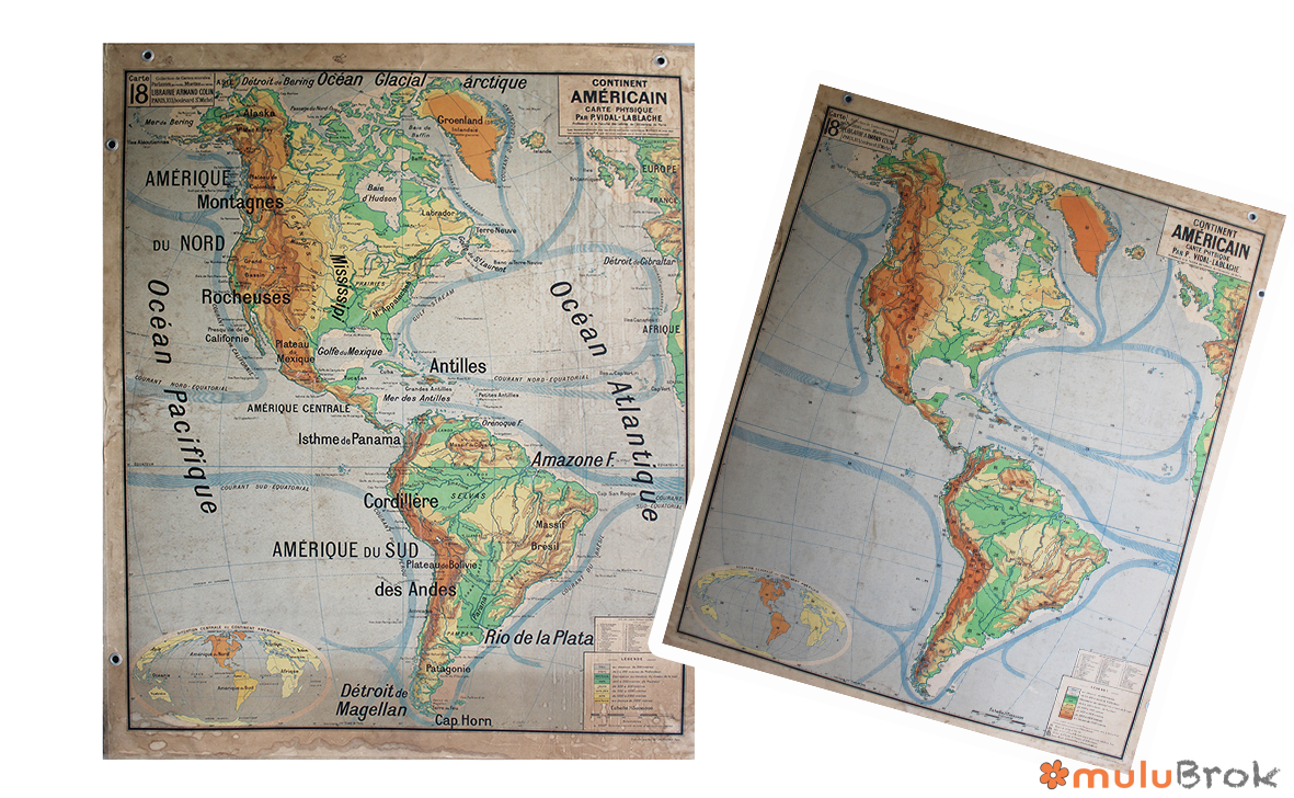 Affiche carte Continent Américain