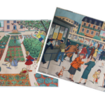 Affiche A l’arrêt de l’autobus Le jardin au printemps