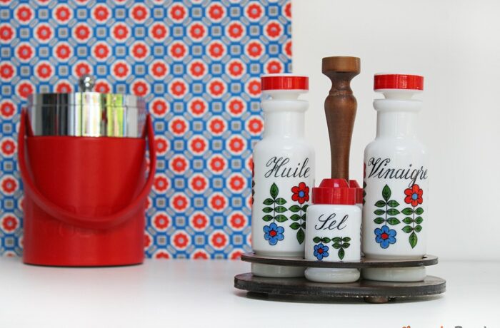 Set Vintage Poivrière Et Salière Bois – Porte-piques Inclus – France 1950 – Parfait état
