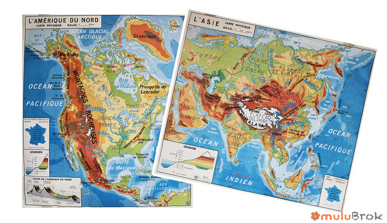Affiche carte Amérique du Nord / Asie