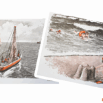 Affiche La plage Le bateau de pêche