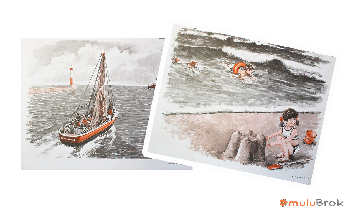 Affiche La plage Le bateau de pêche