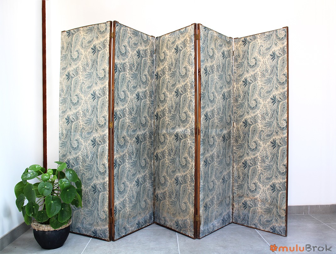 Paravent bois et tissu cachemire
