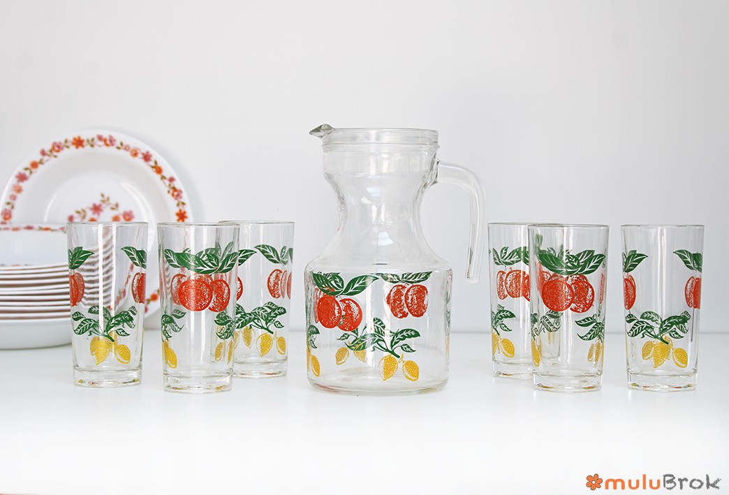 Pichet et verres orange citron