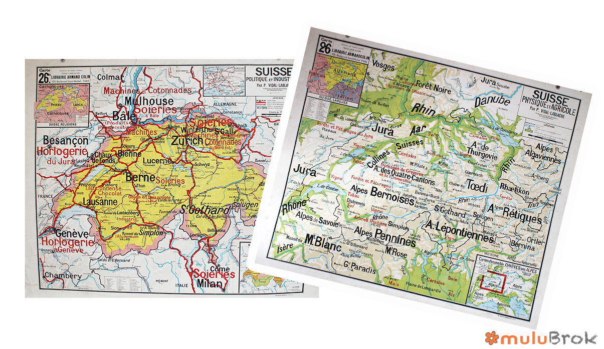 Affiche carte Suisse physique et politique