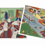 Affiche Au restaurant / La circulation