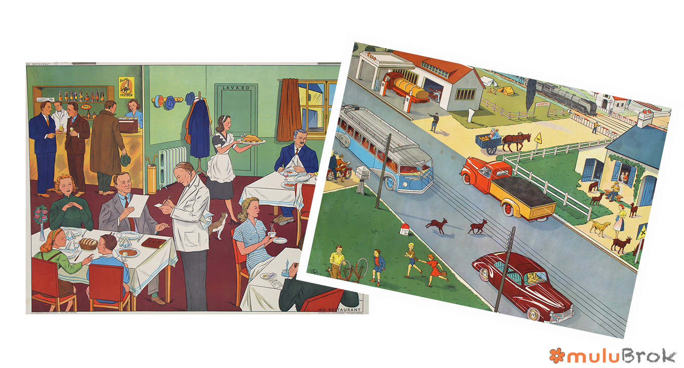 Affiche Au restaurant / La circulation