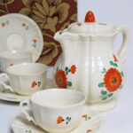 Photo 9 - Vaisselle Digoin Sarreguemines Fleurs oranges