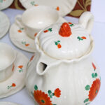 Photo 11 - Vaisselle Digoin Sarreguemines Fleurs oranges