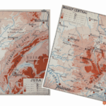 Affiche carte Massif Central et Jura