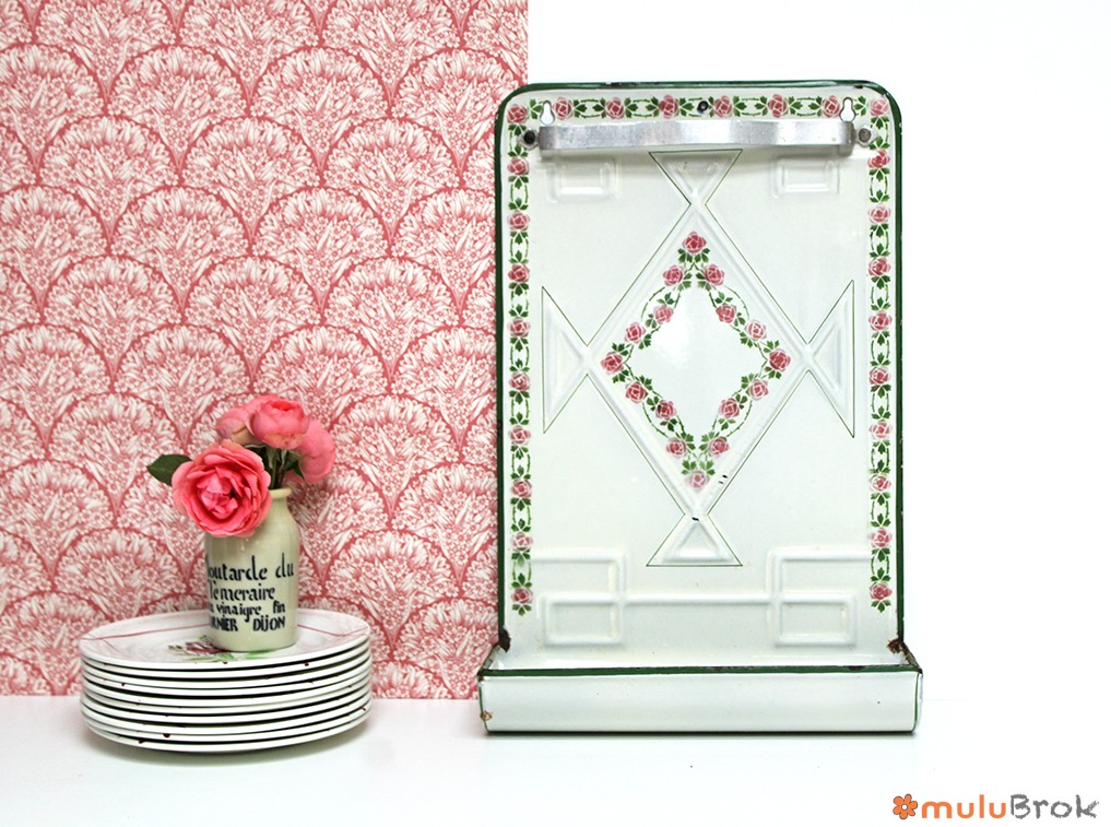 Présentoir émaillé porte ustensiles Les Roses