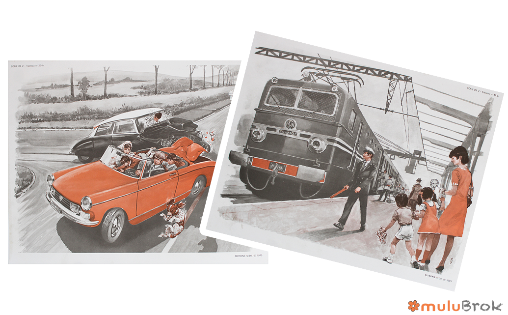 Affiche Le train en gare SNCF / L’automobile