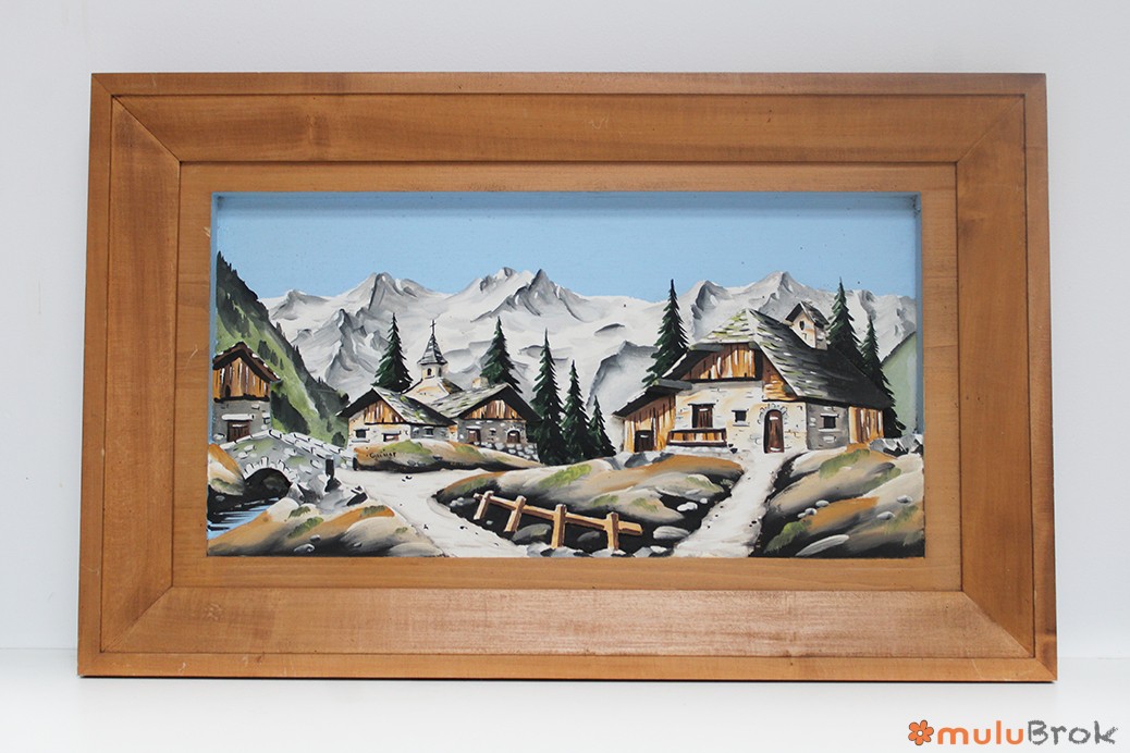 Tableau relief Le village dans la montagne