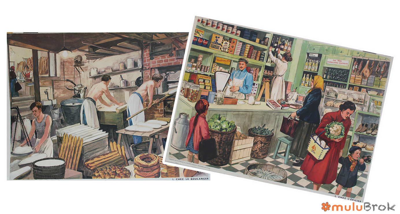 Affiche chez le boulanger et chez l&rsquo;épicier