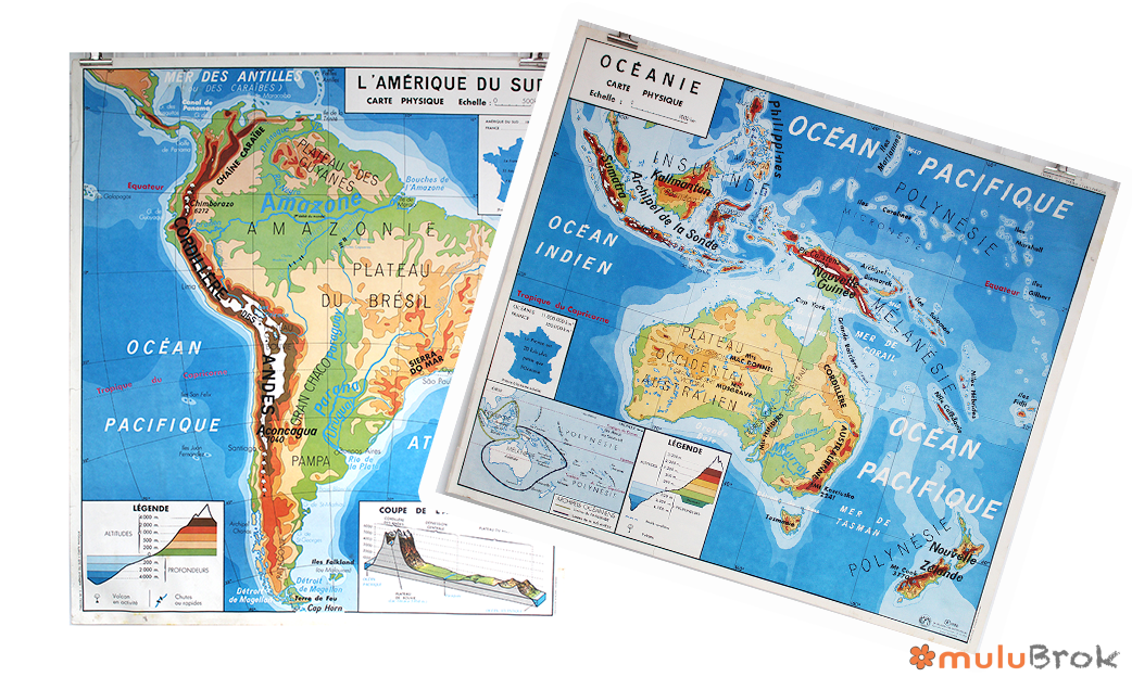 Affiche carte Amérique du Sud / Océanie