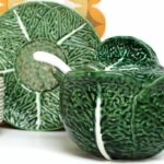 Soupière et assiette chou vert