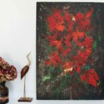 Tableau signé Pierre Piget Le bouquet rougeoyant