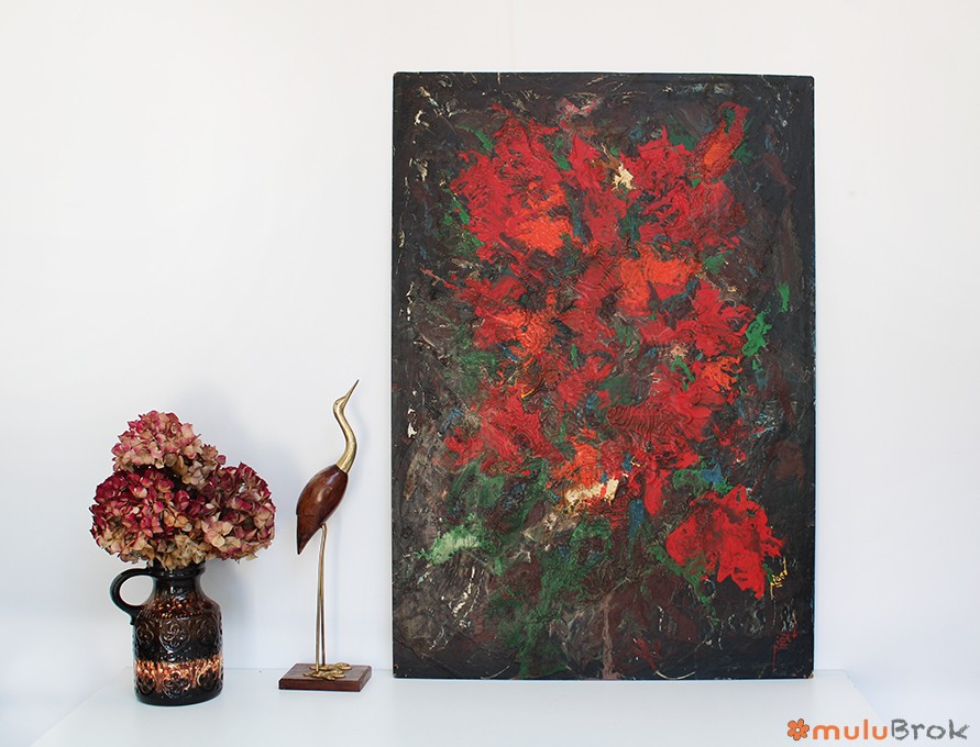 Tableau signé Pierre Piget Le bouquet rougeoyant