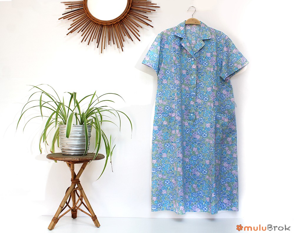 Robe vintage à fleurs bleues