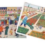 Affiche A l’arrêt de l’autobus Le jardin au printemps