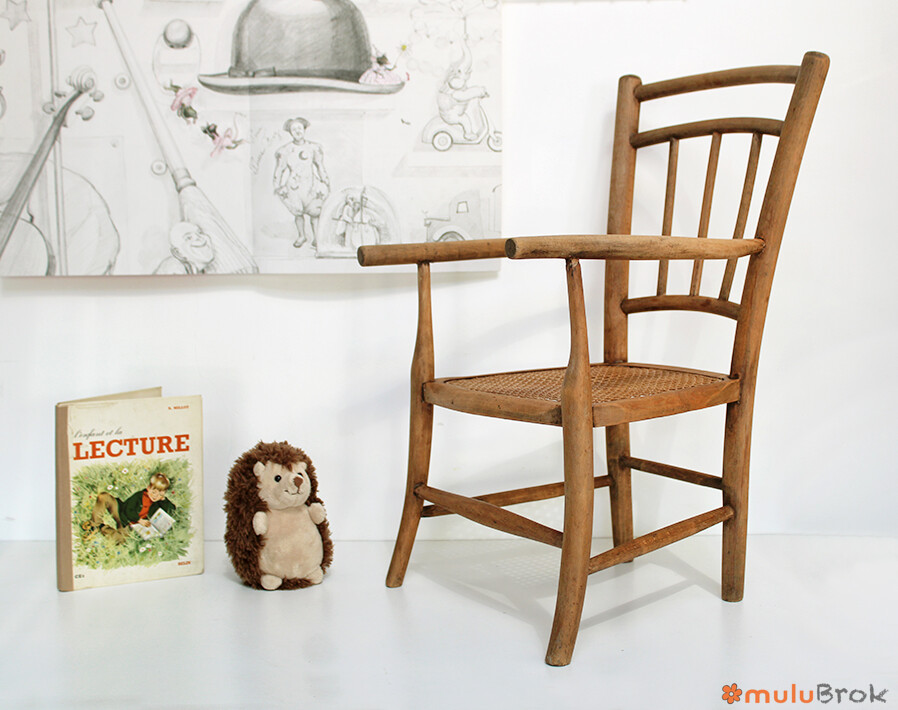 Fauteuil bois et cannage enfant